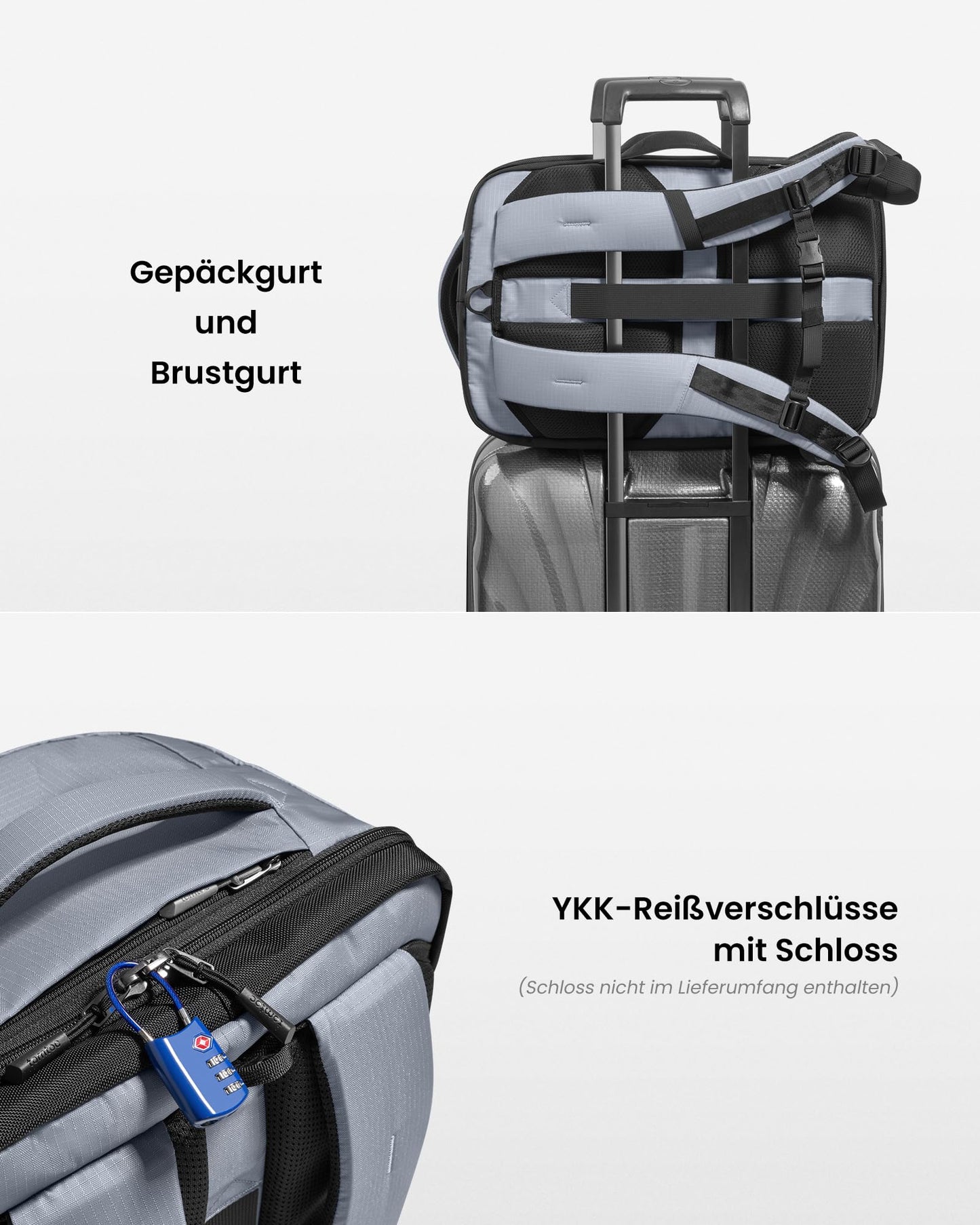 Handgepäck Rucksack 26L-38L Schwarz