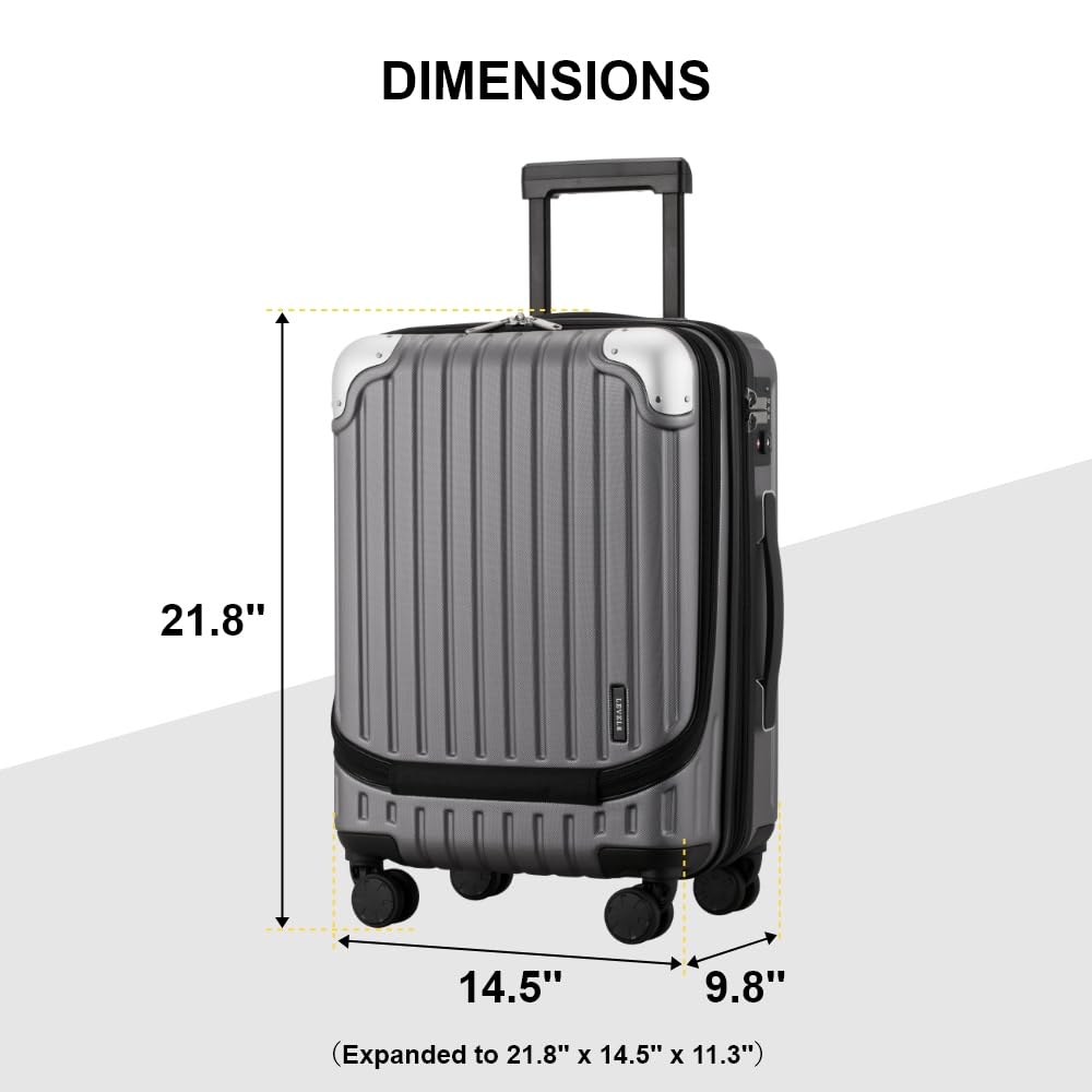 LEVEL8 Hartschalen Koffer 36-42L Erweiterbar Grau