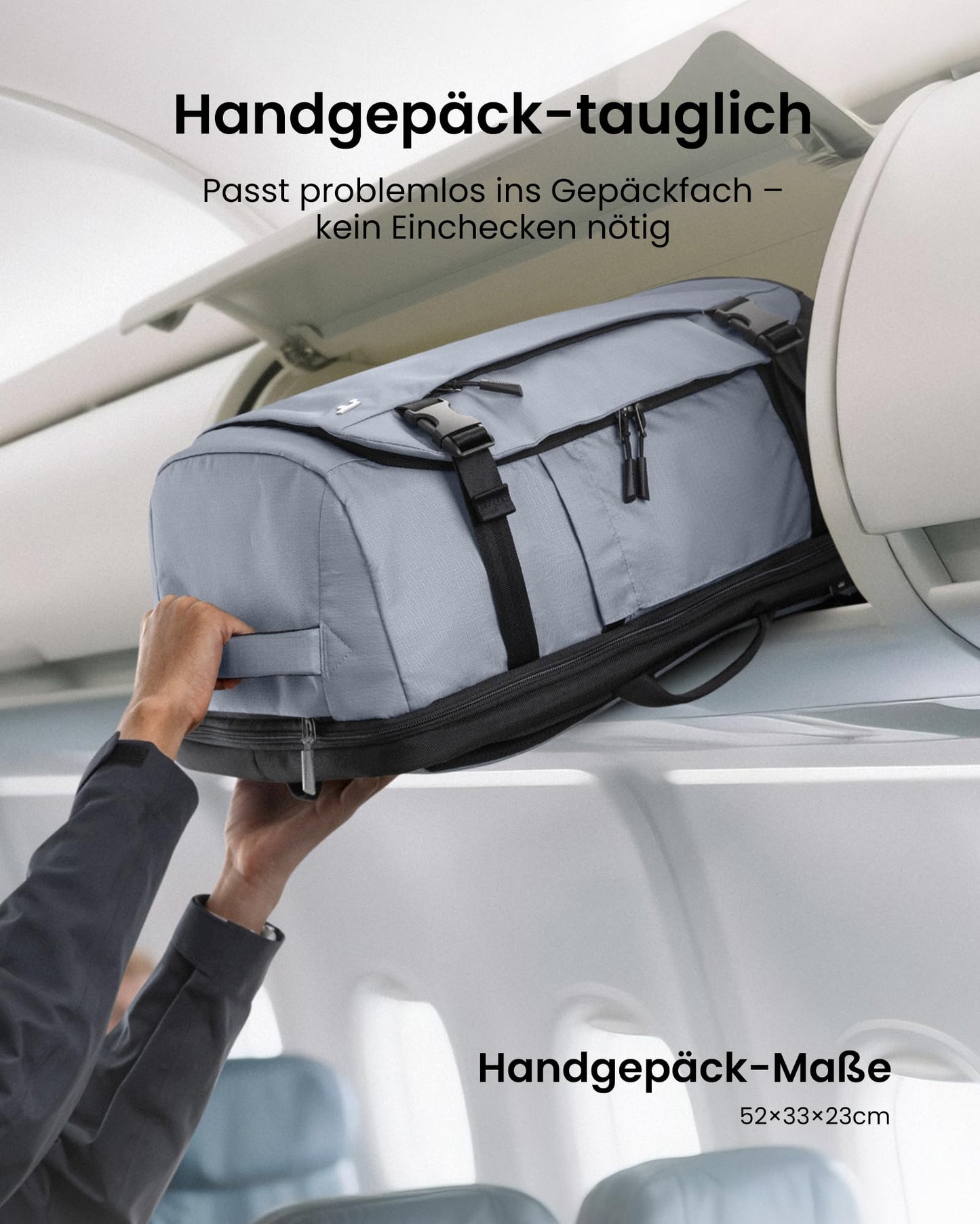 Handgepäck Rucksack 26L-38L Schwarz