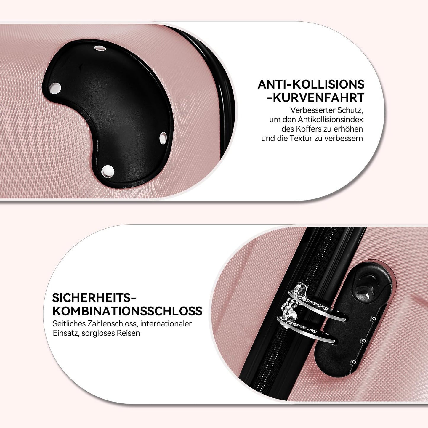 BEIBYE Hartschalen Koffer M Rosa Gold 4 Rollen