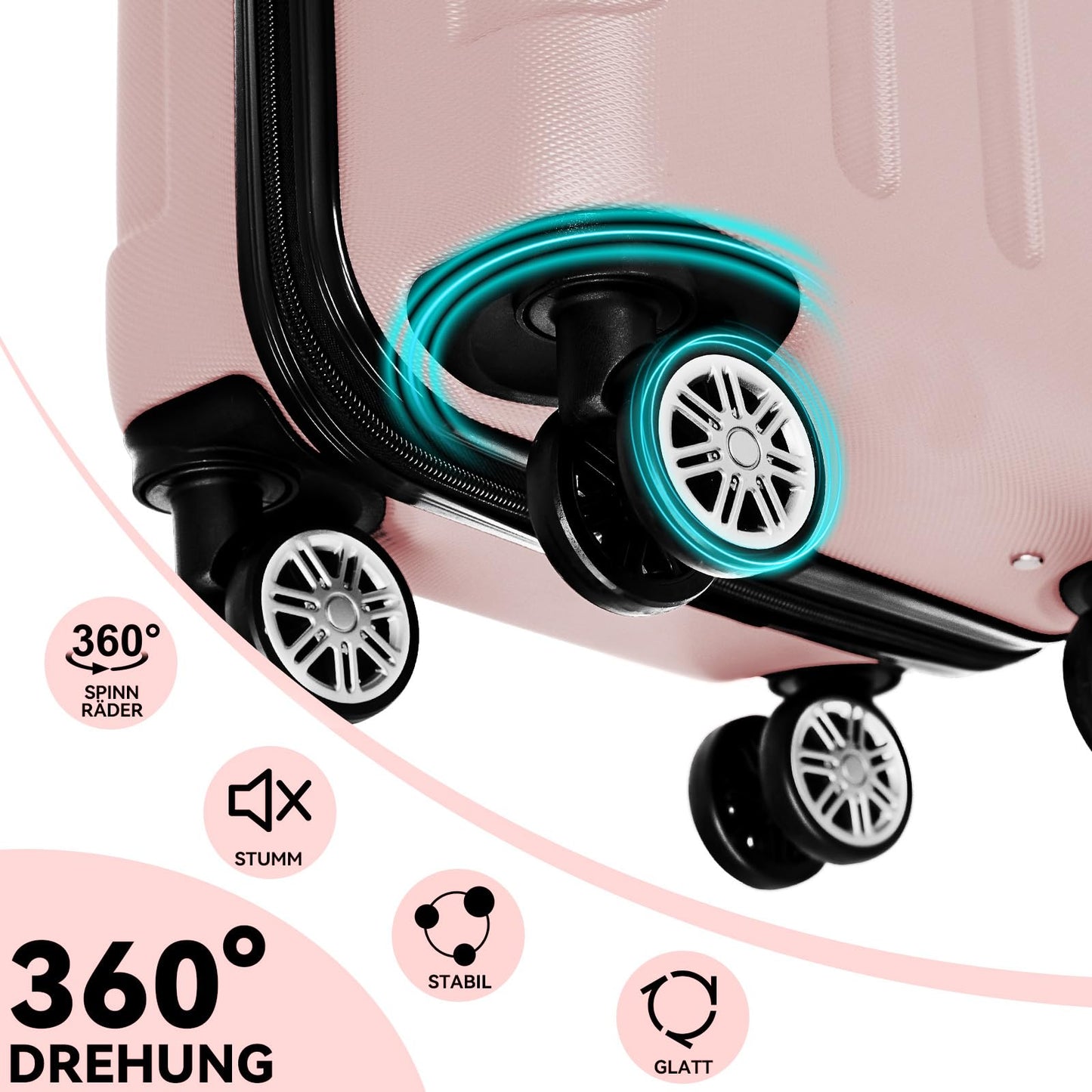 BEIBYE Hartschalen Koffer M Rosa Gold 4 Rollen