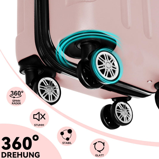 BEIBYE Hartschalen Koffer M Rosa Gold 4 Rollen