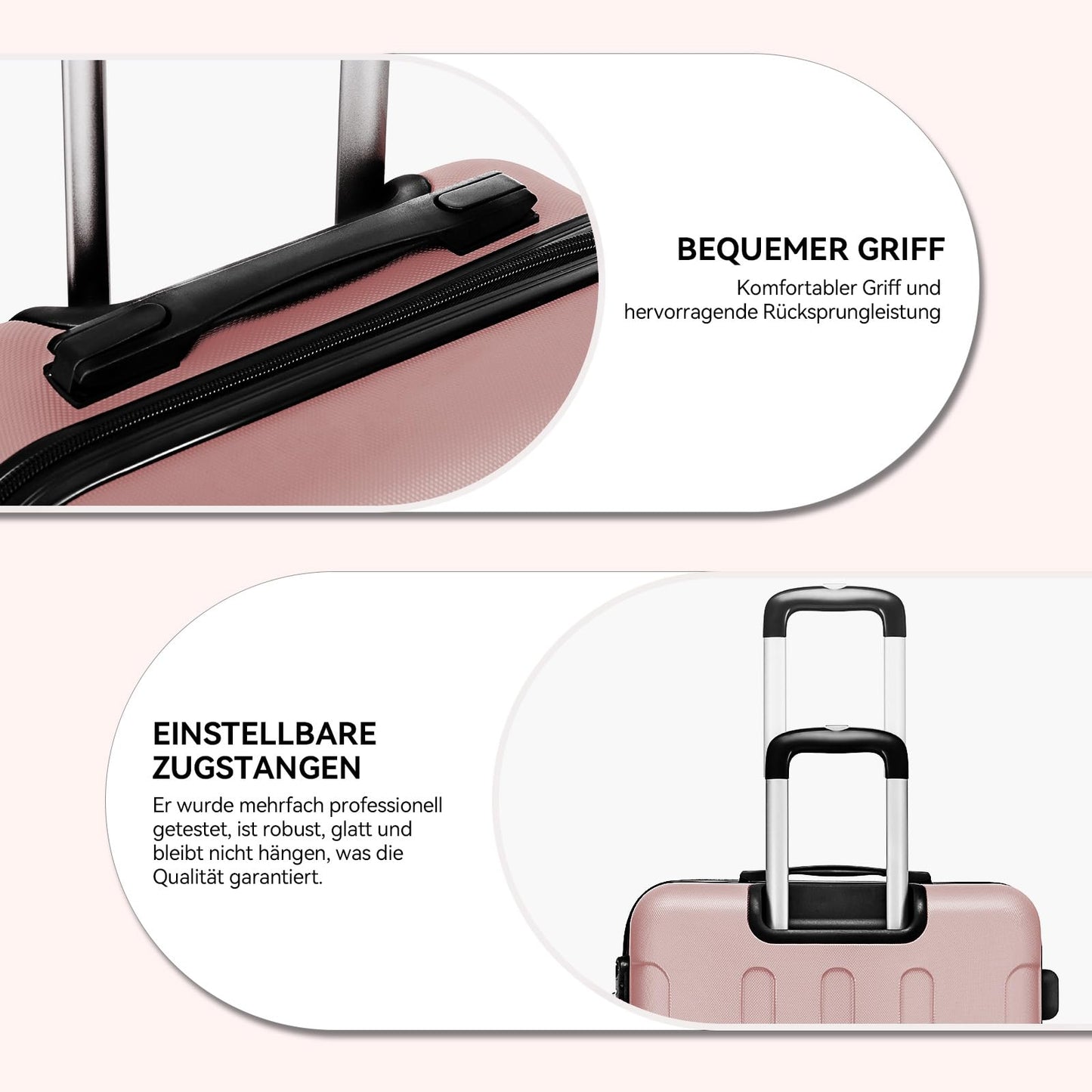 BEIBYE Hartschalen Koffer M Rosa Gold 4 Rollen