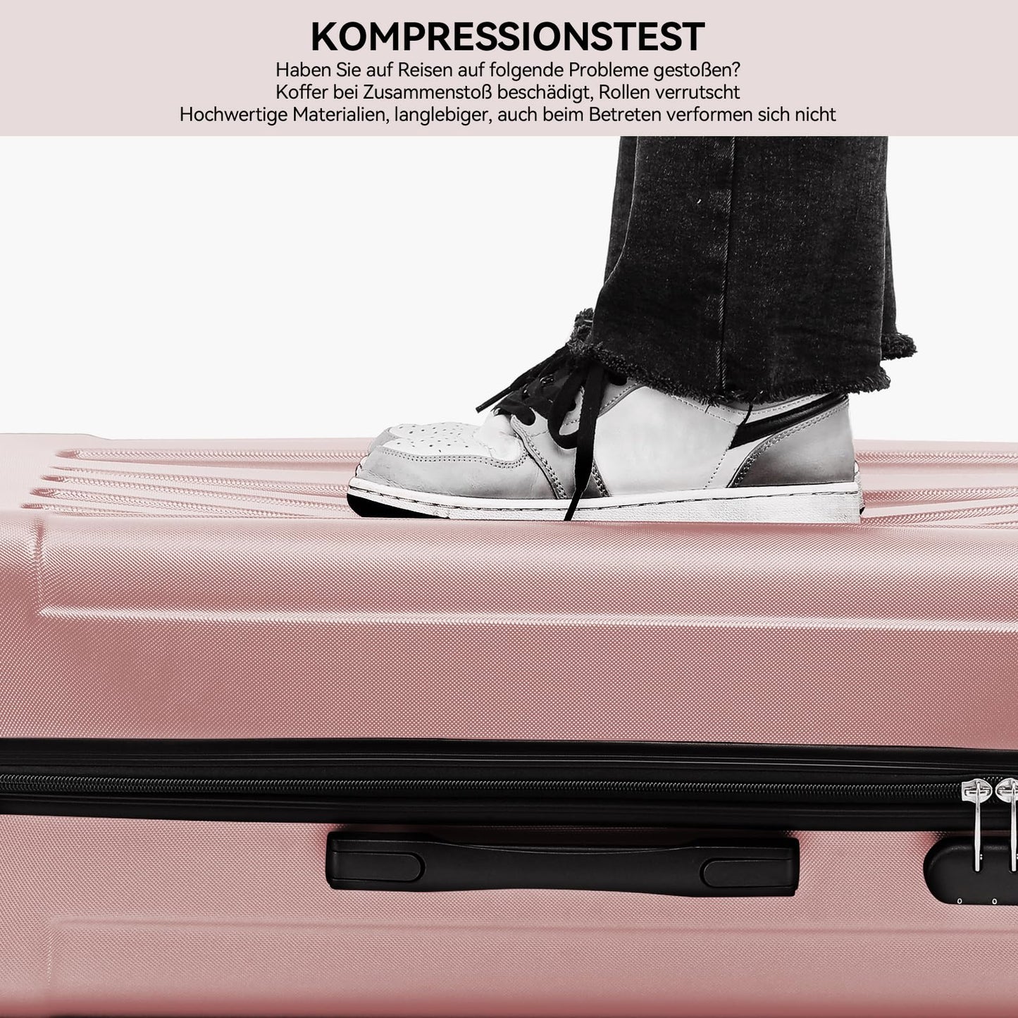 BEIBYE Hartschalen Koffer M Rosa Gold 4 Rollen