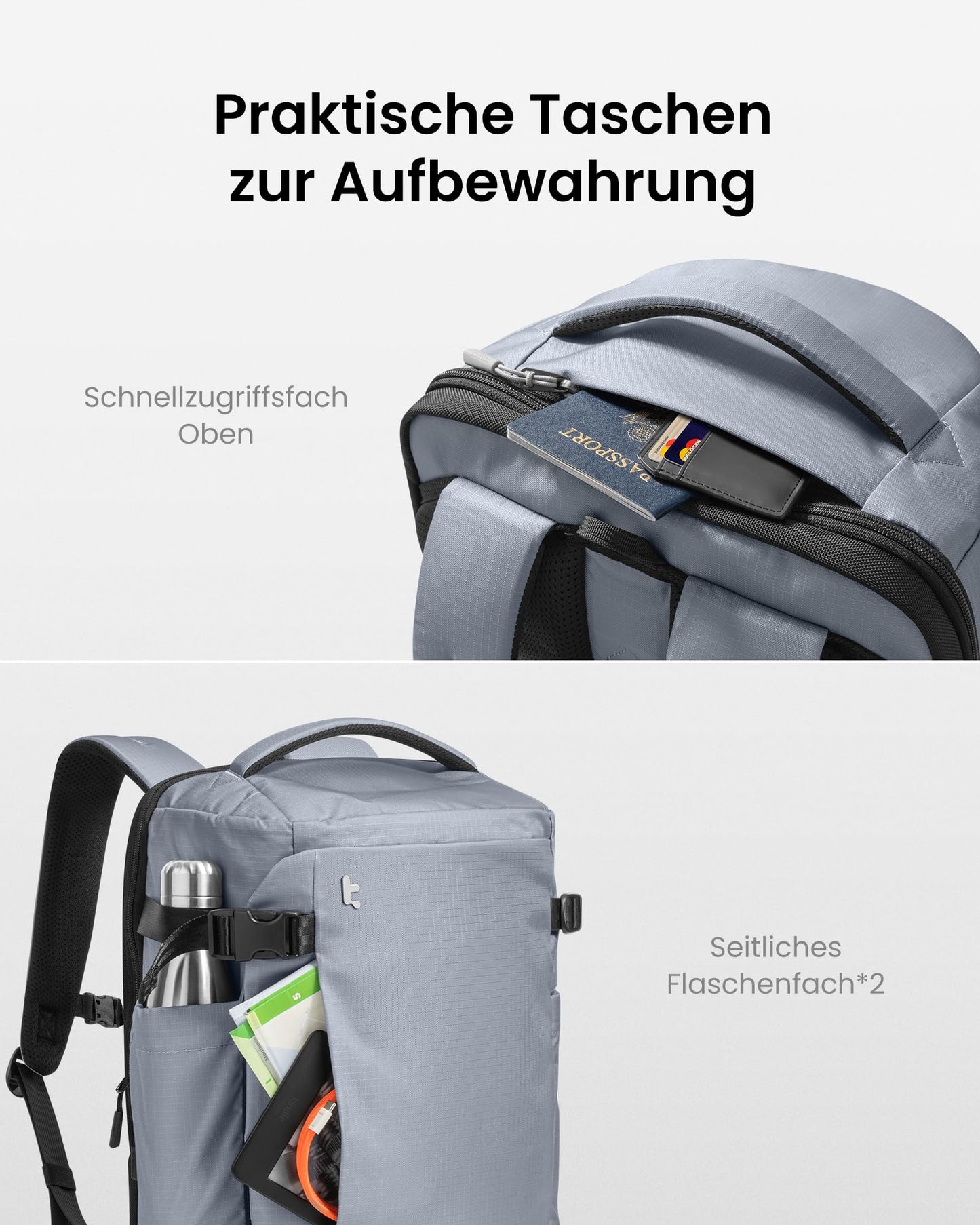Handgepäck Rucksack 26L-38L Schwarz
